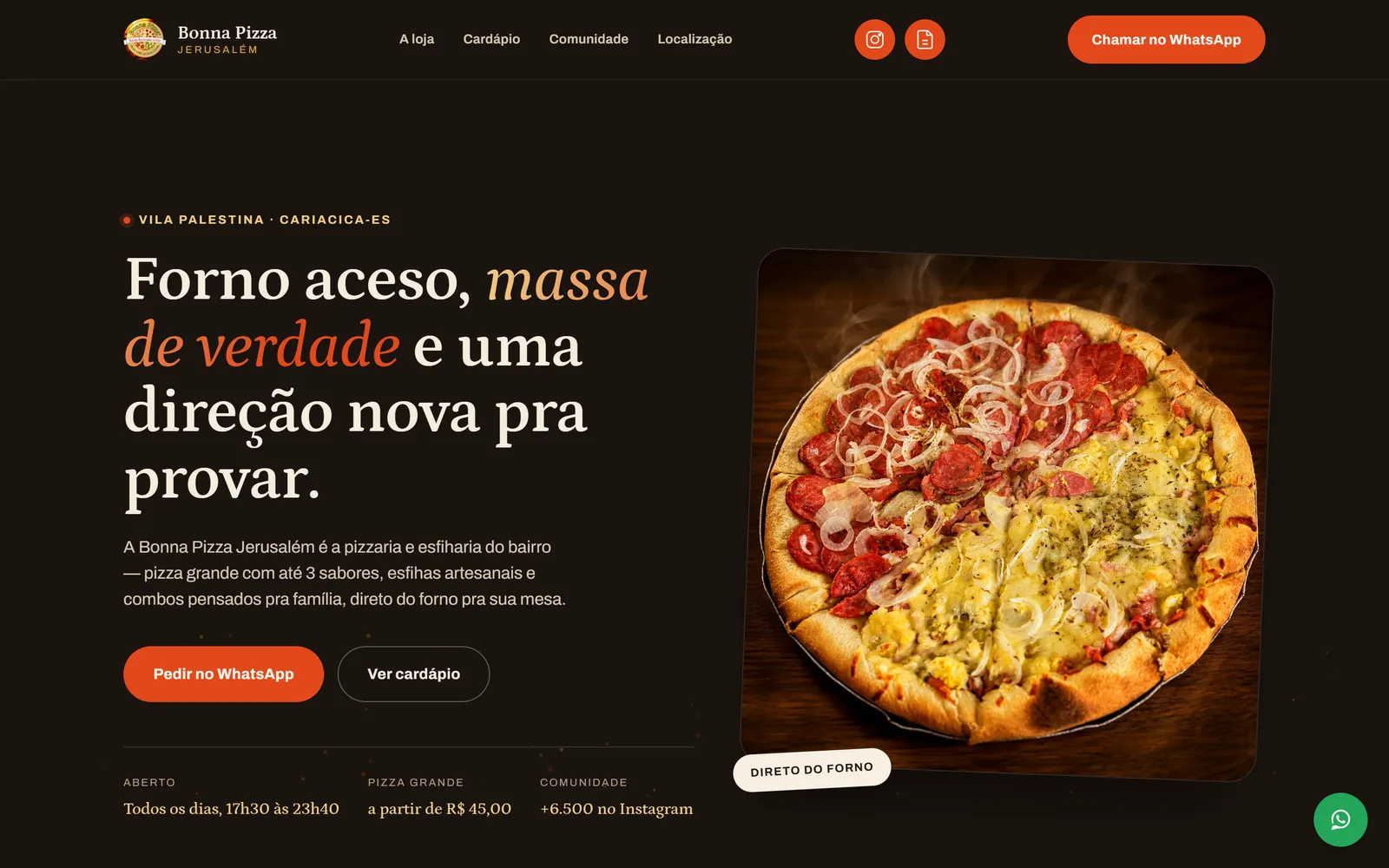 Site Bonna Pizza Jerusalém no computador