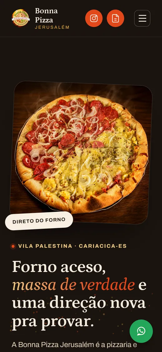 Site Bonna Pizza Jerusalém no celular