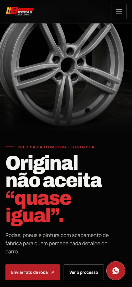 Site Bruno Rodas Auto Center no celular