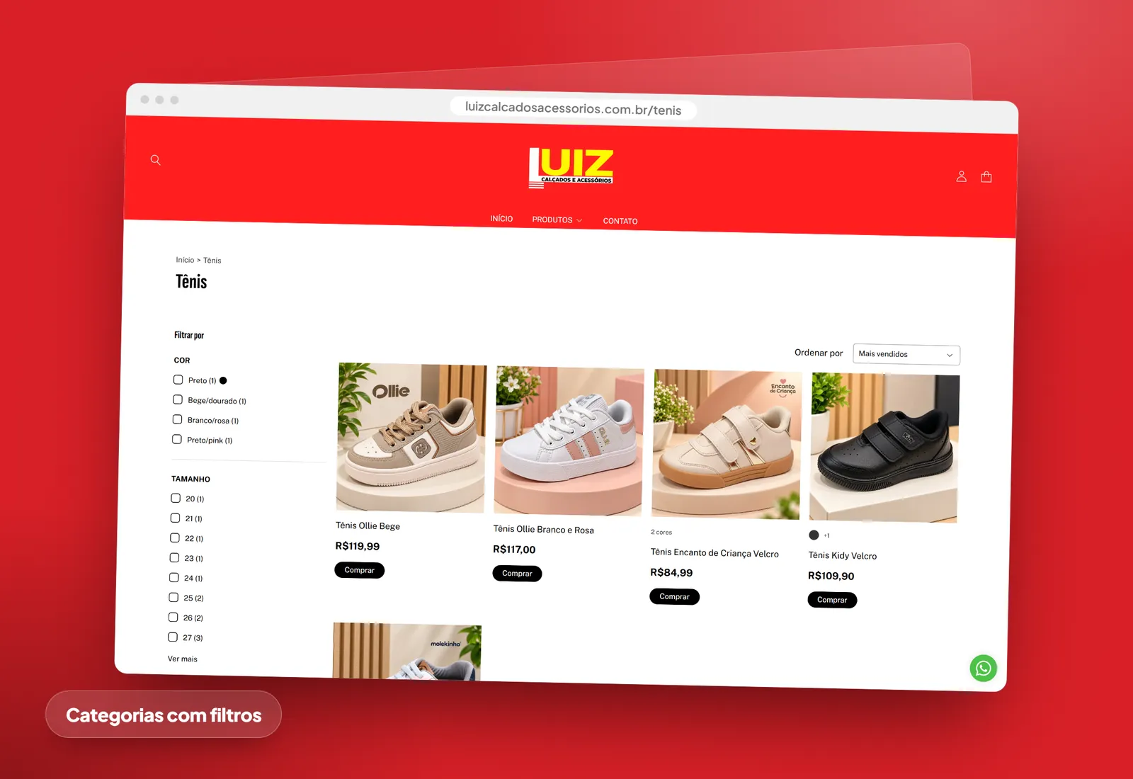 Luiz Calçados: Categorias com filtros