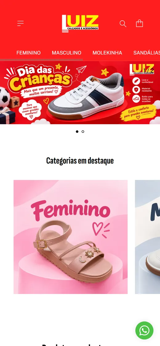 Site Luiz Calçados no celular
