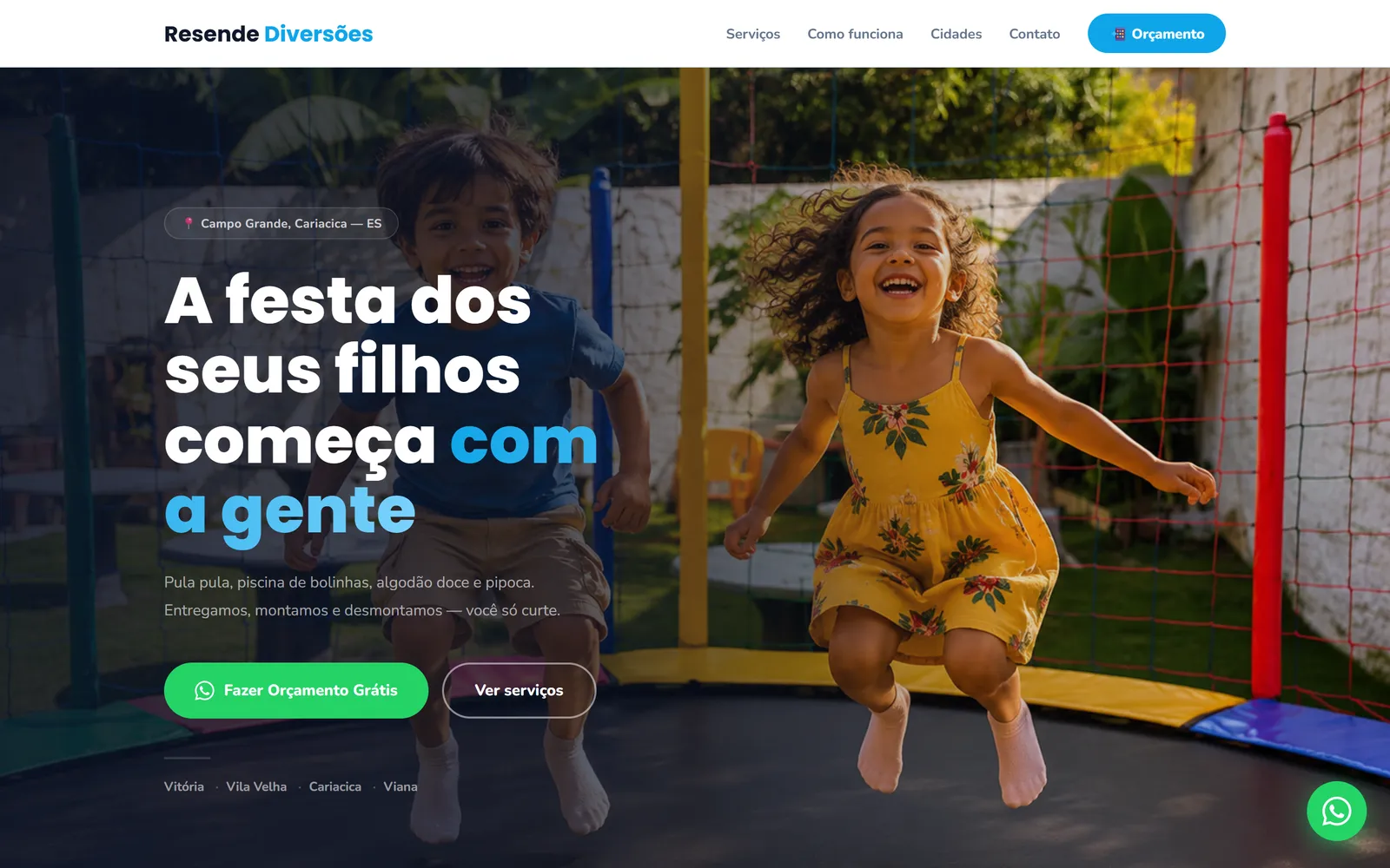 Site Resende Diversões no computador